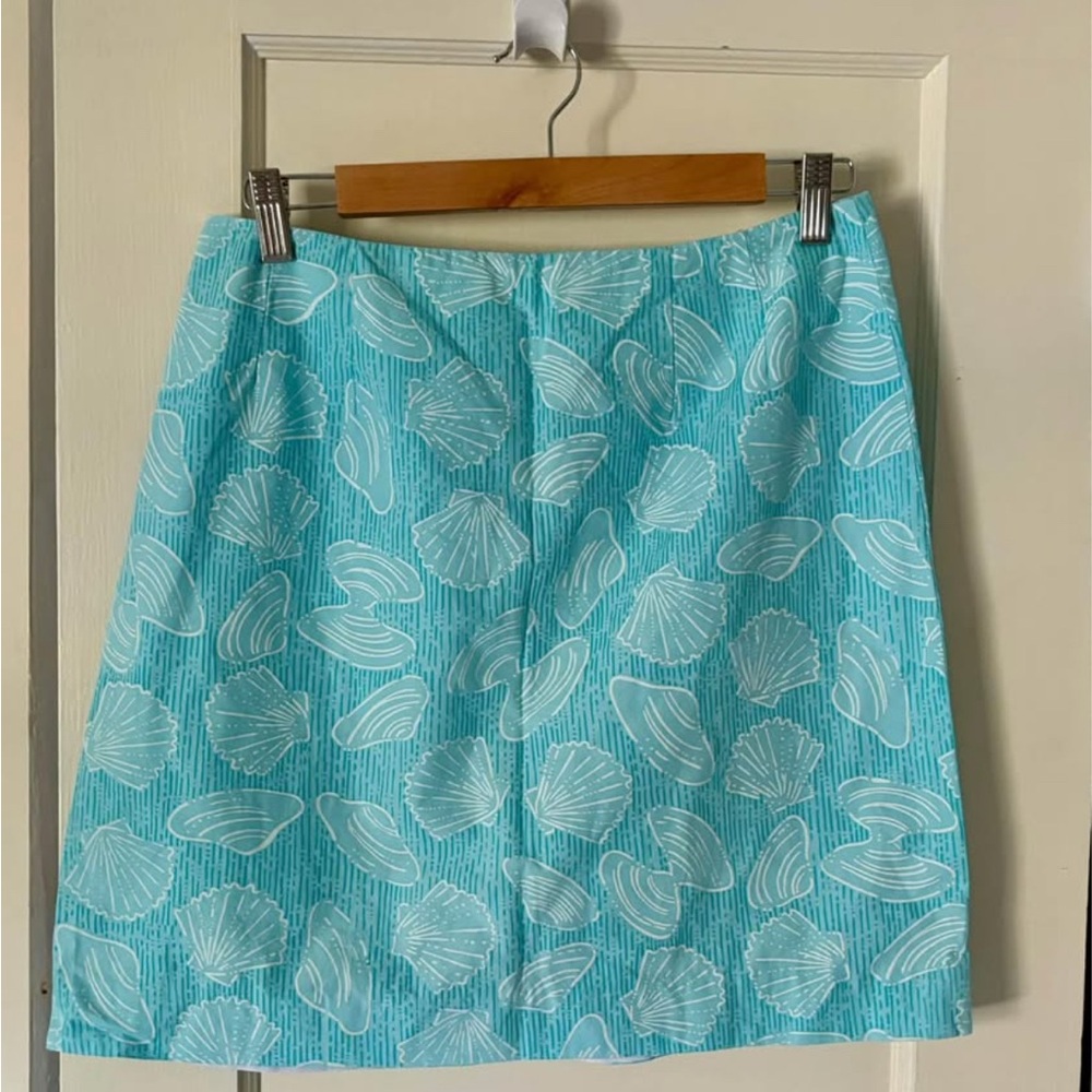Lilly Pulitzer White Tag Aqua Shell Print Skirt